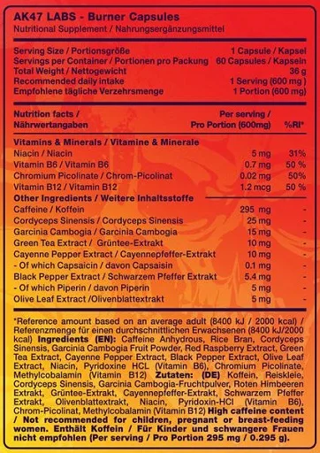 AK47 Labs Fatburner - 60 Kapseln - Bild 2
