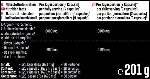 Body Attack L-Arginin 1500 120 Kapseln - Bild 2