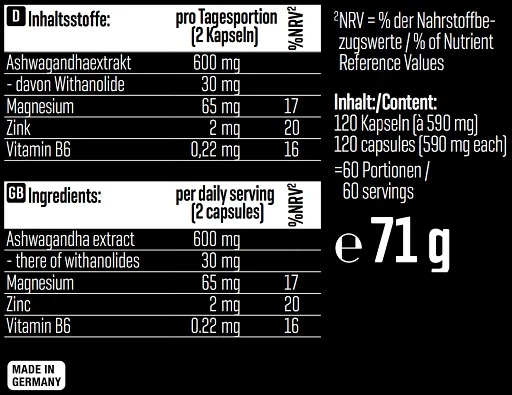 Body Attack Ashwagandha KSM-66 - 120 Kapseln - Bild 2