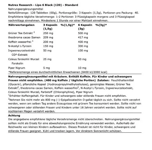 Nutrex Lipo 6 black 120 liquid caps - Bild 2