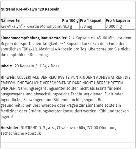 Nutrend Kre-Alkalyn 120 Caps - Bild 2