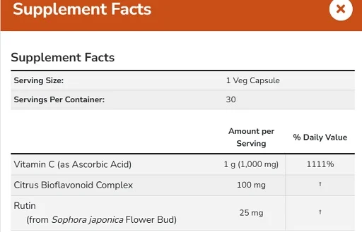 Now Foods Vitamin C-1000 30 Veg Kapseln - Bild 2