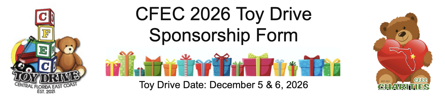 CFEC 2026 Toy Drive Sponsorship Form header