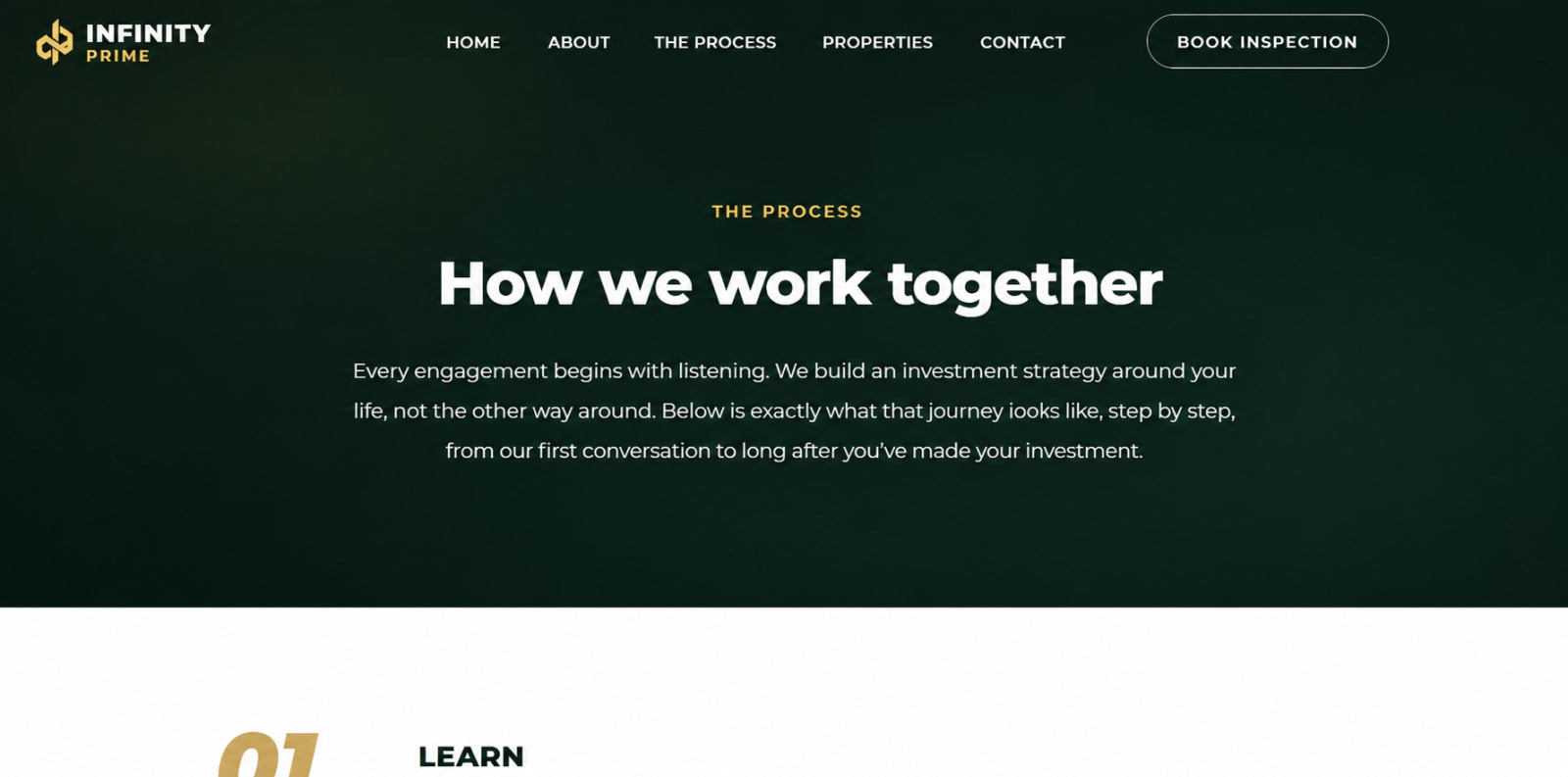 Infinity Prime Property process section