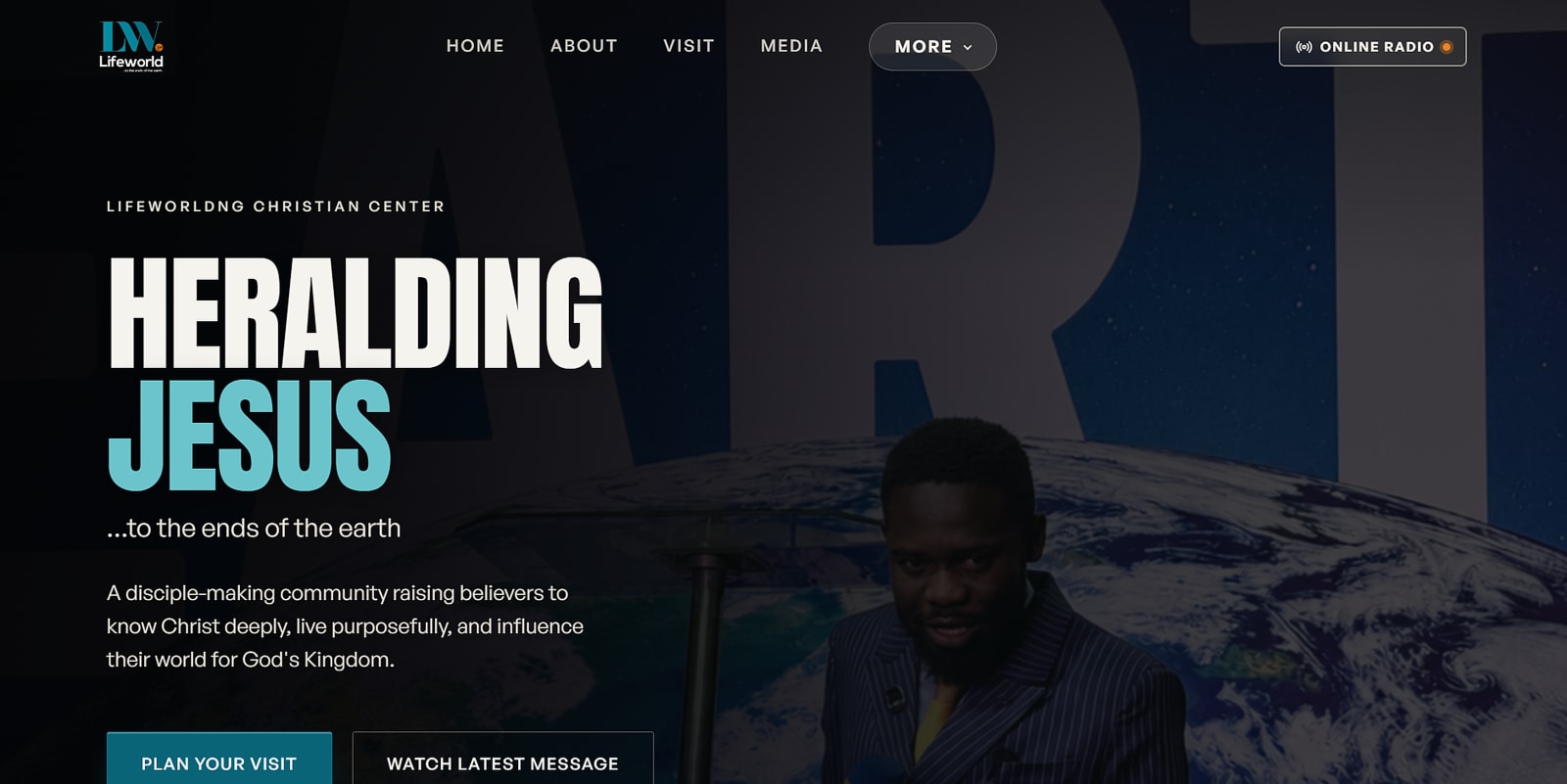 LifeWorld Nigeria website navigation and hero