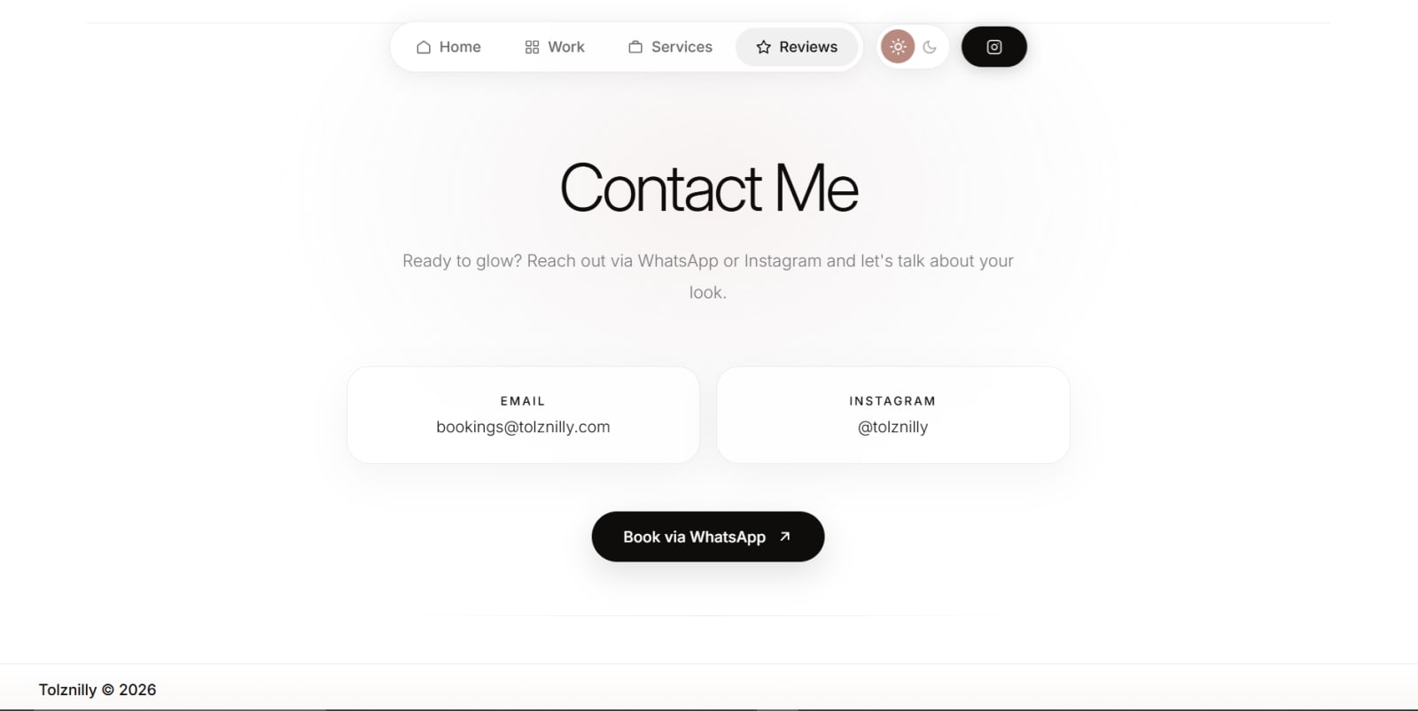Tolznilly website contact section