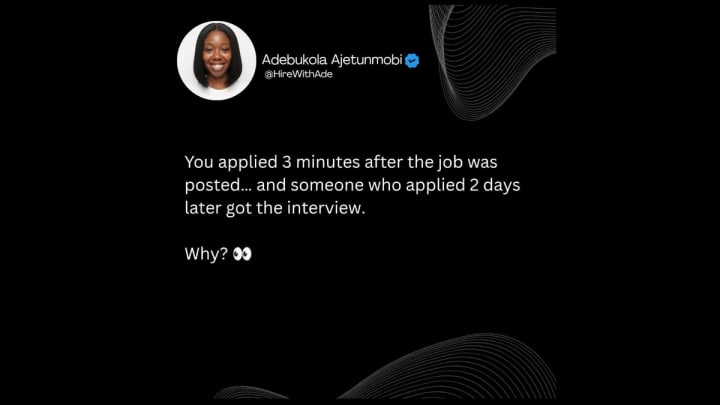 Recruiter explains why applying early for a job doesn't guarantee an interview