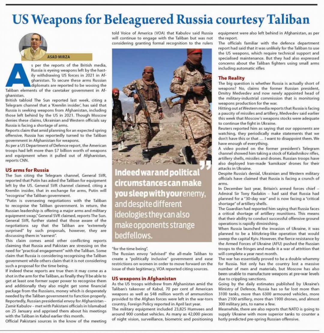 US Weapons for Beleaguered Russia Courtesy Taliban (2)