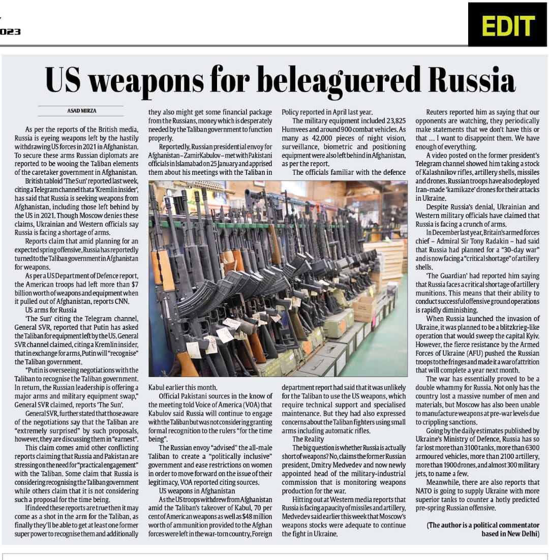 US Weapons for Beleaguered Russia Courtesy Taliban (4)