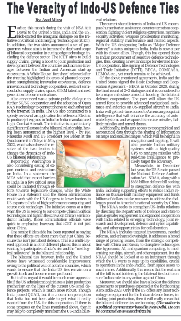 The Veracity of Indo-U.S. Defence Ties (7)