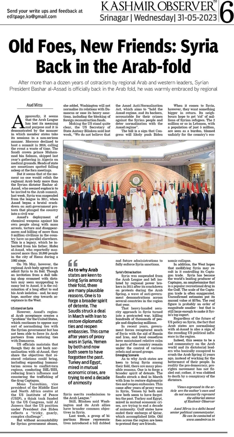 Syria Back in the Arab-fold (4)