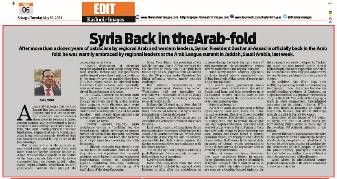 Syria Back in the Arab-fold (1)
