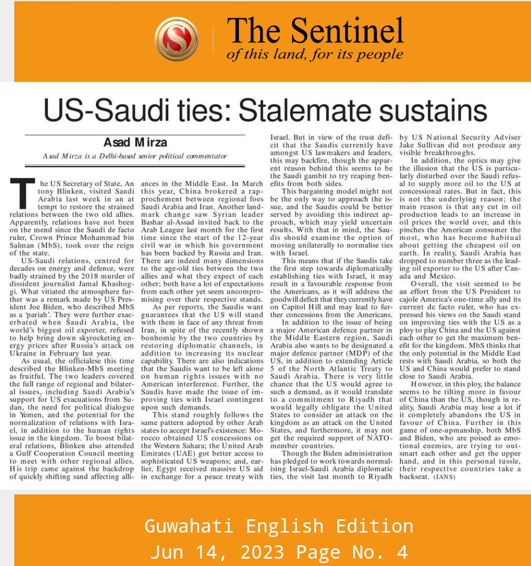 US-Saudi Ties: Stalemate Sustains (1)