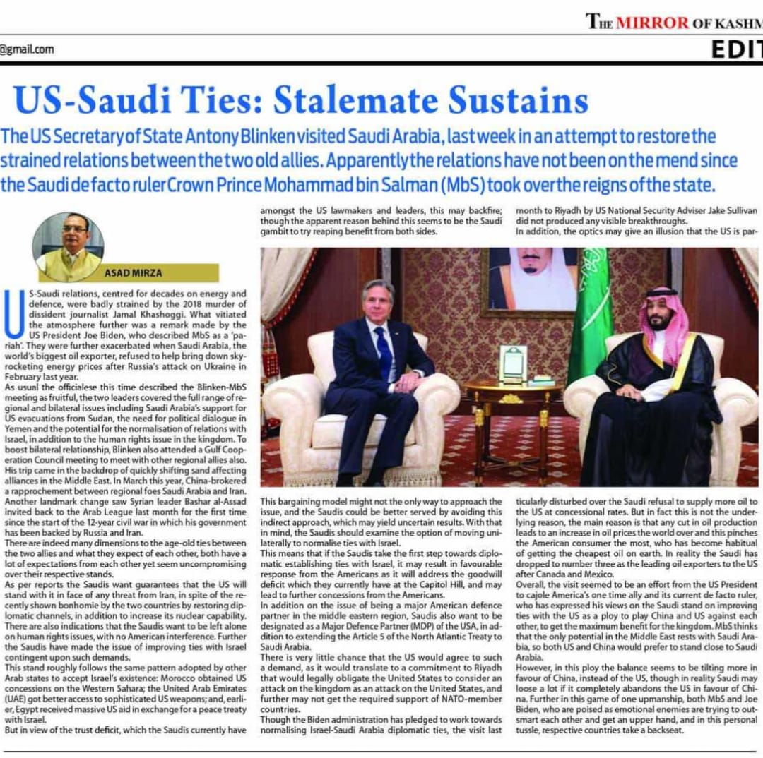 US-Saudi Ties: Stalemate Sustains (4)