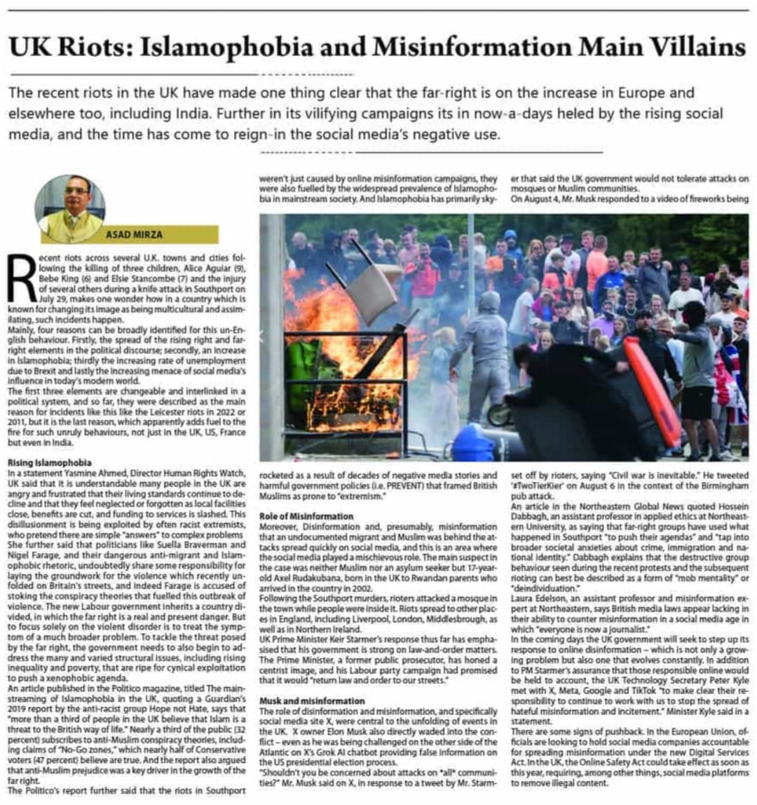 UK Riots: Islamophobia and Misinformation Main Villains (3)