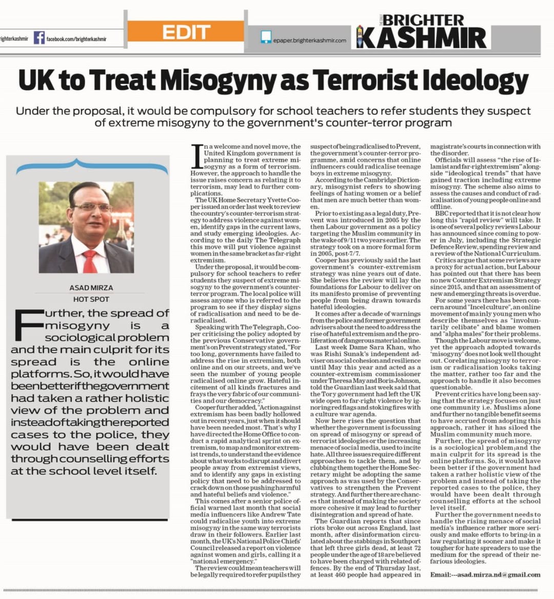 UK to Treat Misogyny as Terrorist Ideology? (5)
