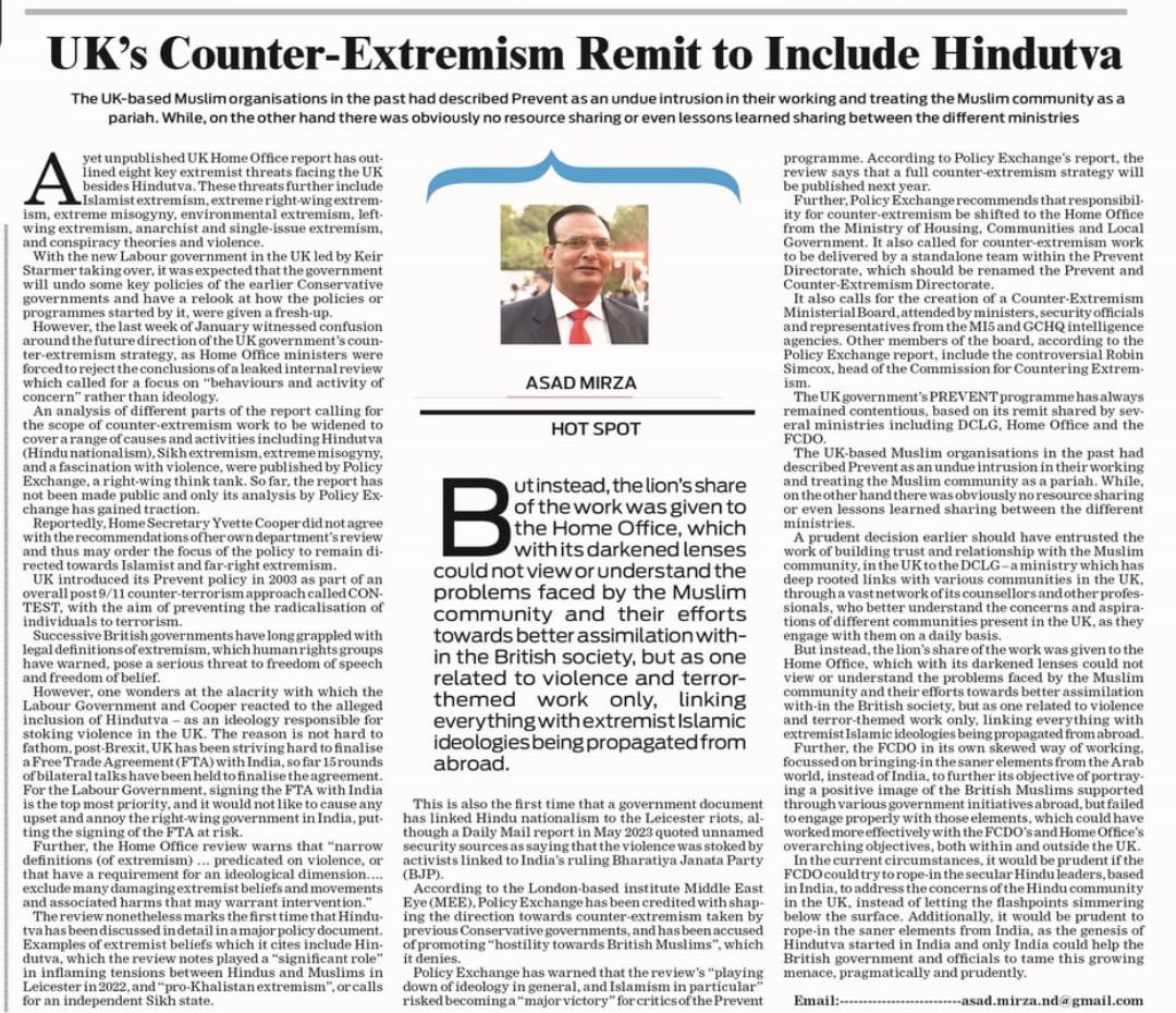 UK's Counter- Extremism Remit to Include Hindutva (2)