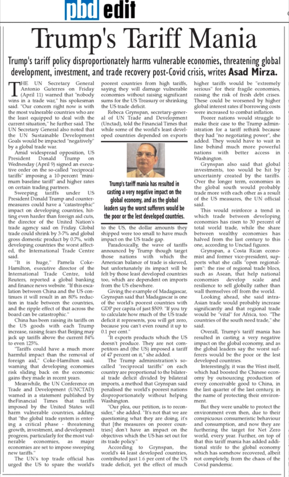Newspaper clipping: Trump's Tariff Manua (2)