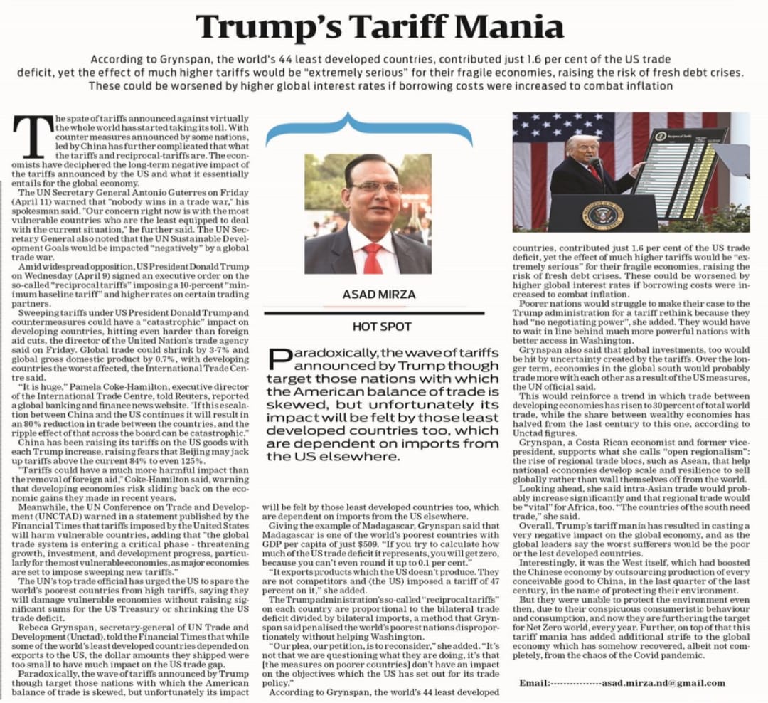 Newspaper clipping: Trump's Tariff Manua (1)