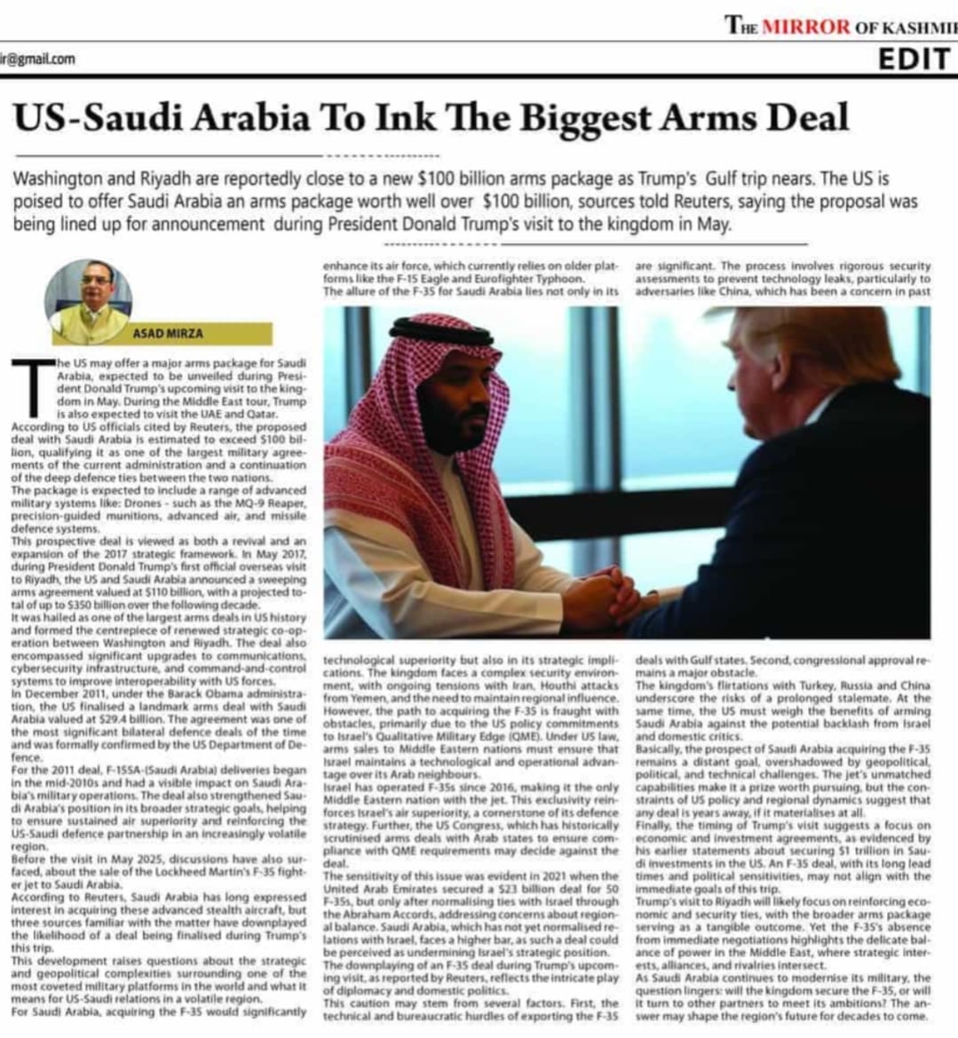 Newspaper clipping: Saudi Arabia to Ink the Biggest Arms Deal (2)