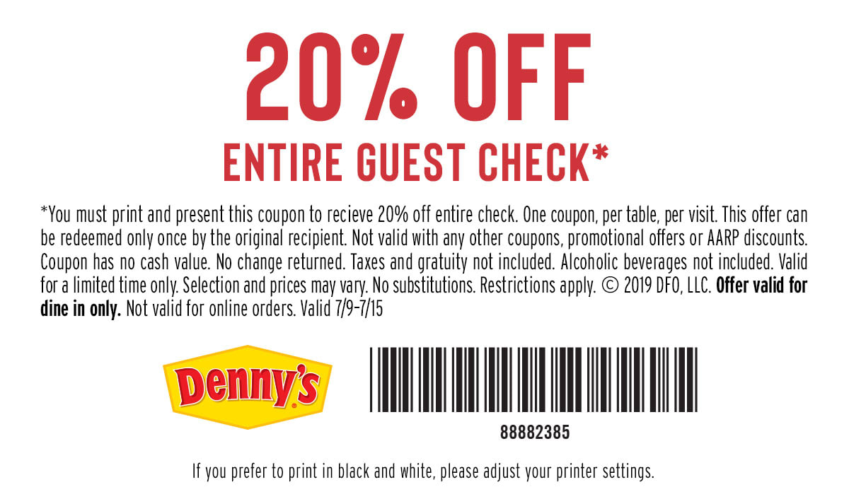 Denny's: 20% Off Coupon