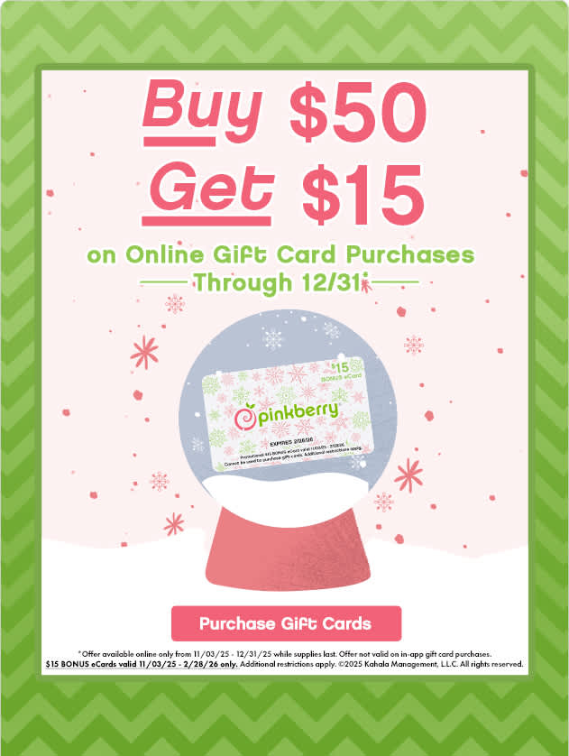 buy $50 Get $15 on Online Gift Card Purchases Through 12/31* 