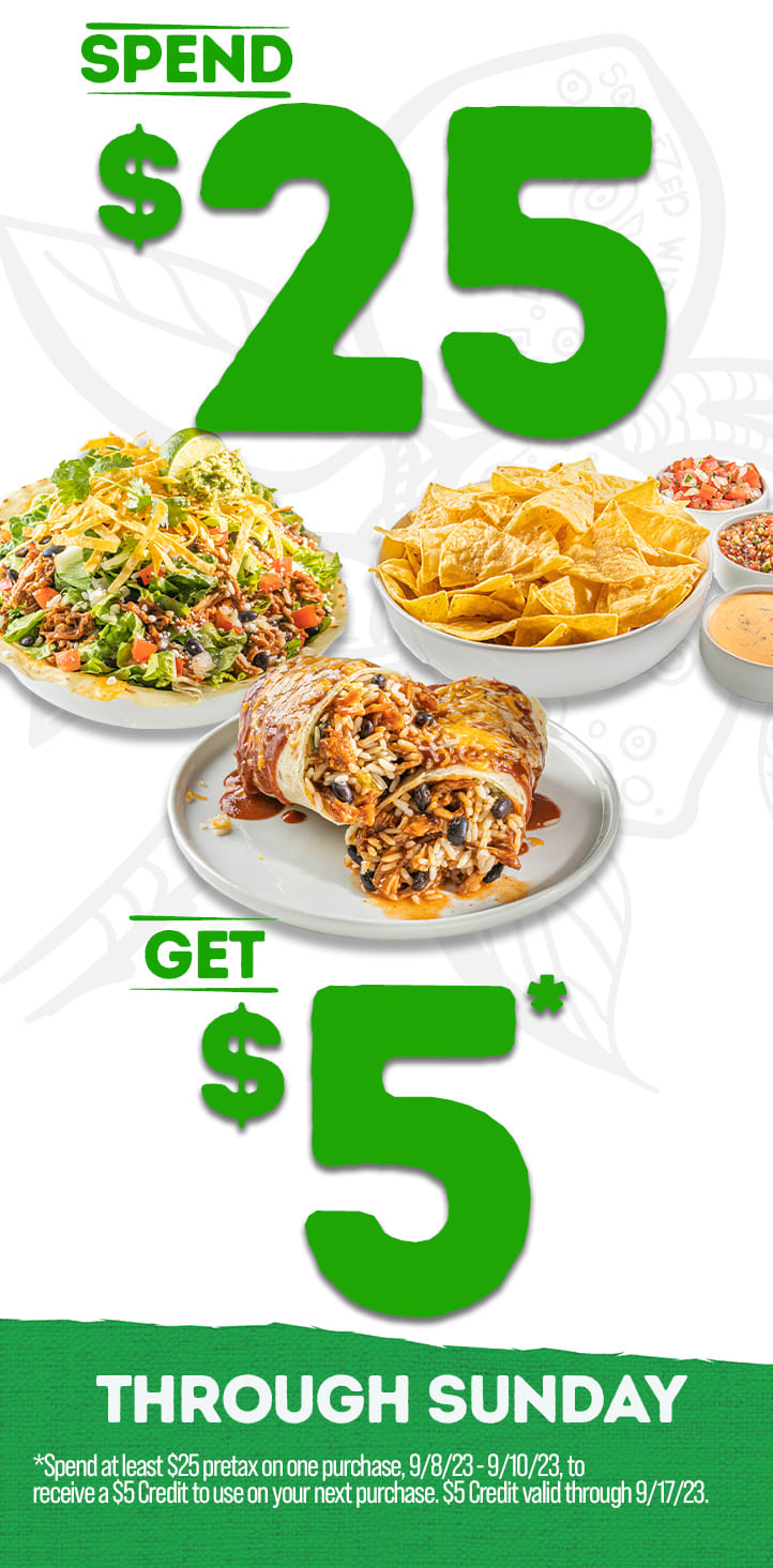 TODAY ONLY get a FREE $5 gift card for every $25 in gift cards purchased -  Cafe Rio