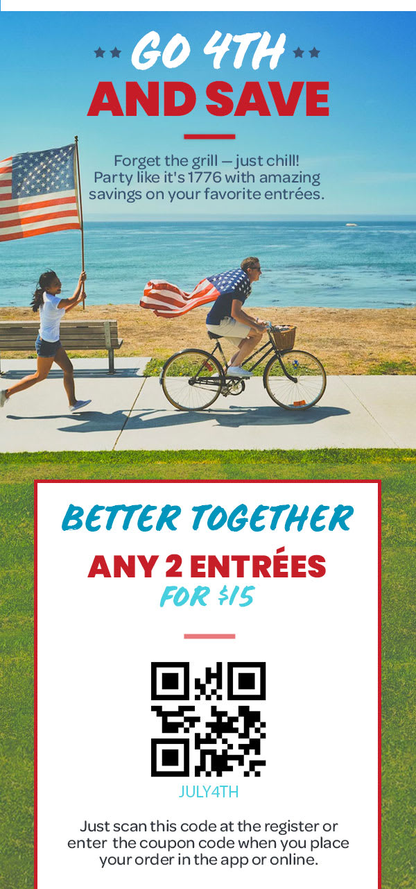 4th of July Restaurant Deals Coupons & Promo Codes