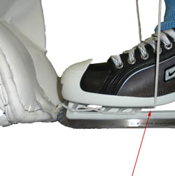 how to fit a hockey goalie leg pad to skate laces