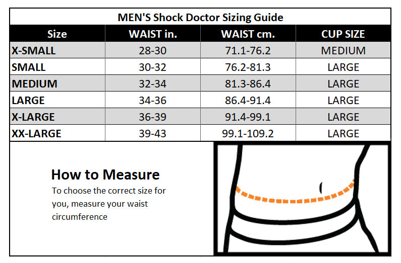 Shock Doctor Sizing Chart