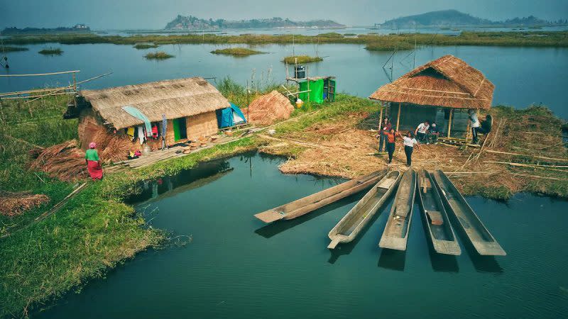 Loktak floating house and boat