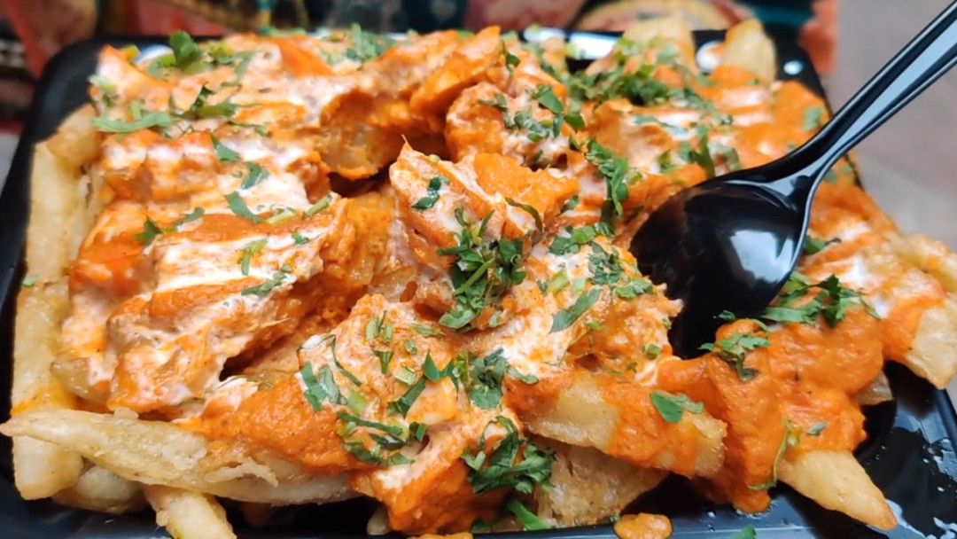 Butter Chicken Fries At Social Foodie Inside, Vikaspuri So Delhi