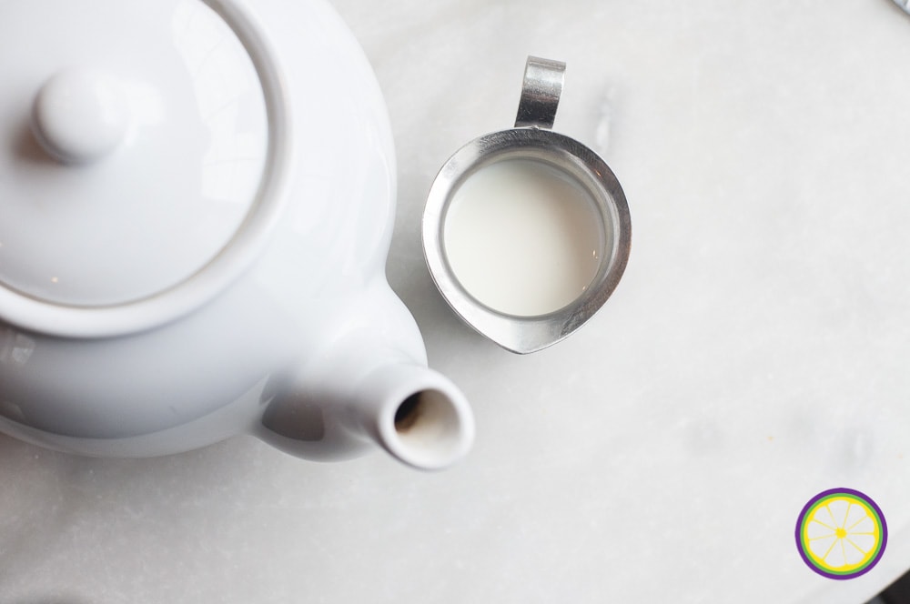 White teapot with cream pitcher