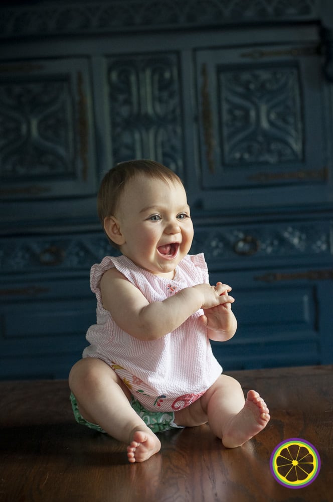 excited baby girl portrait