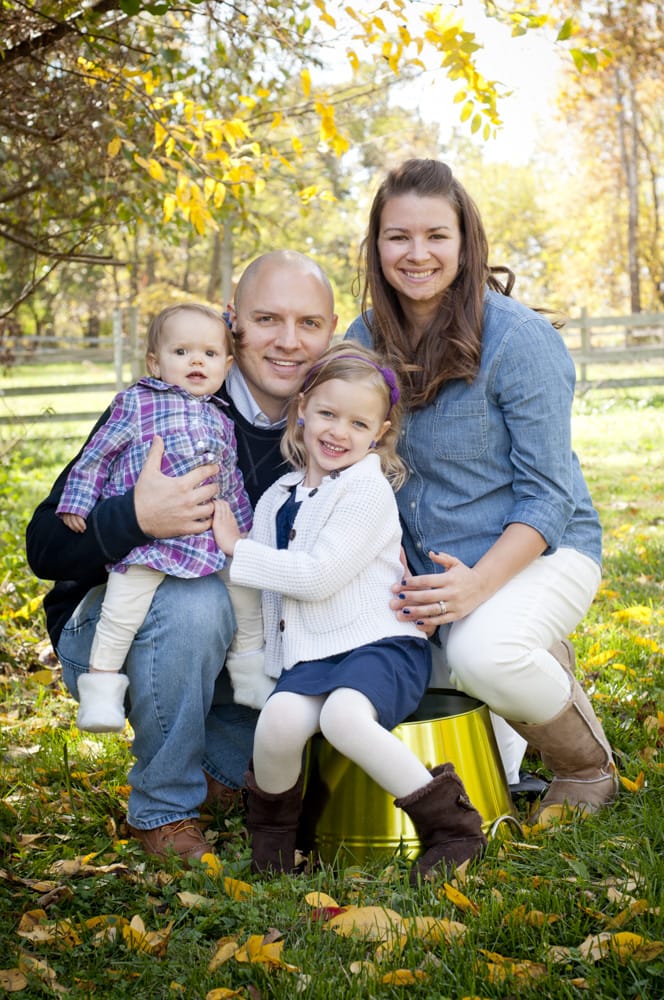 family with two young girls at Little Creek Nature Center in St. Louis MO