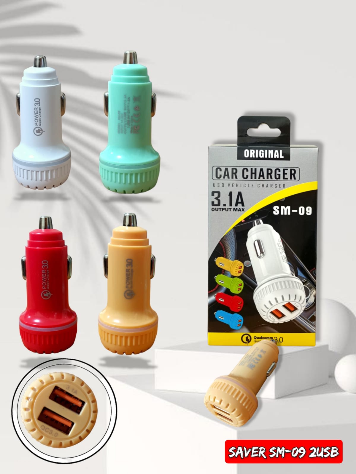 BATOK SAVER MACARON SM-09 2USB/CAR CHARGER