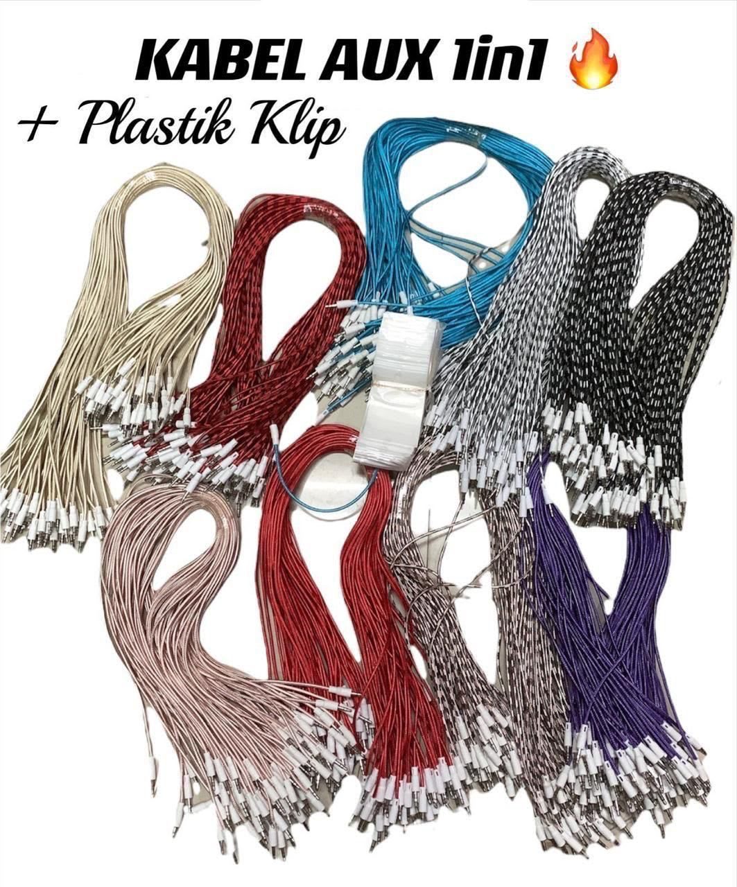 Kabel AUX 1in1 Tali Sepatu + Pack Plastik Klip