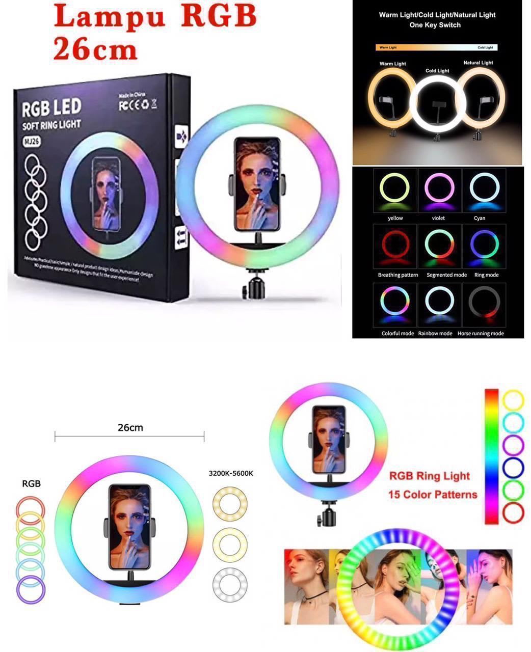 LAMPU RING LIGHT RGB M26CM 10INCH + PACKING