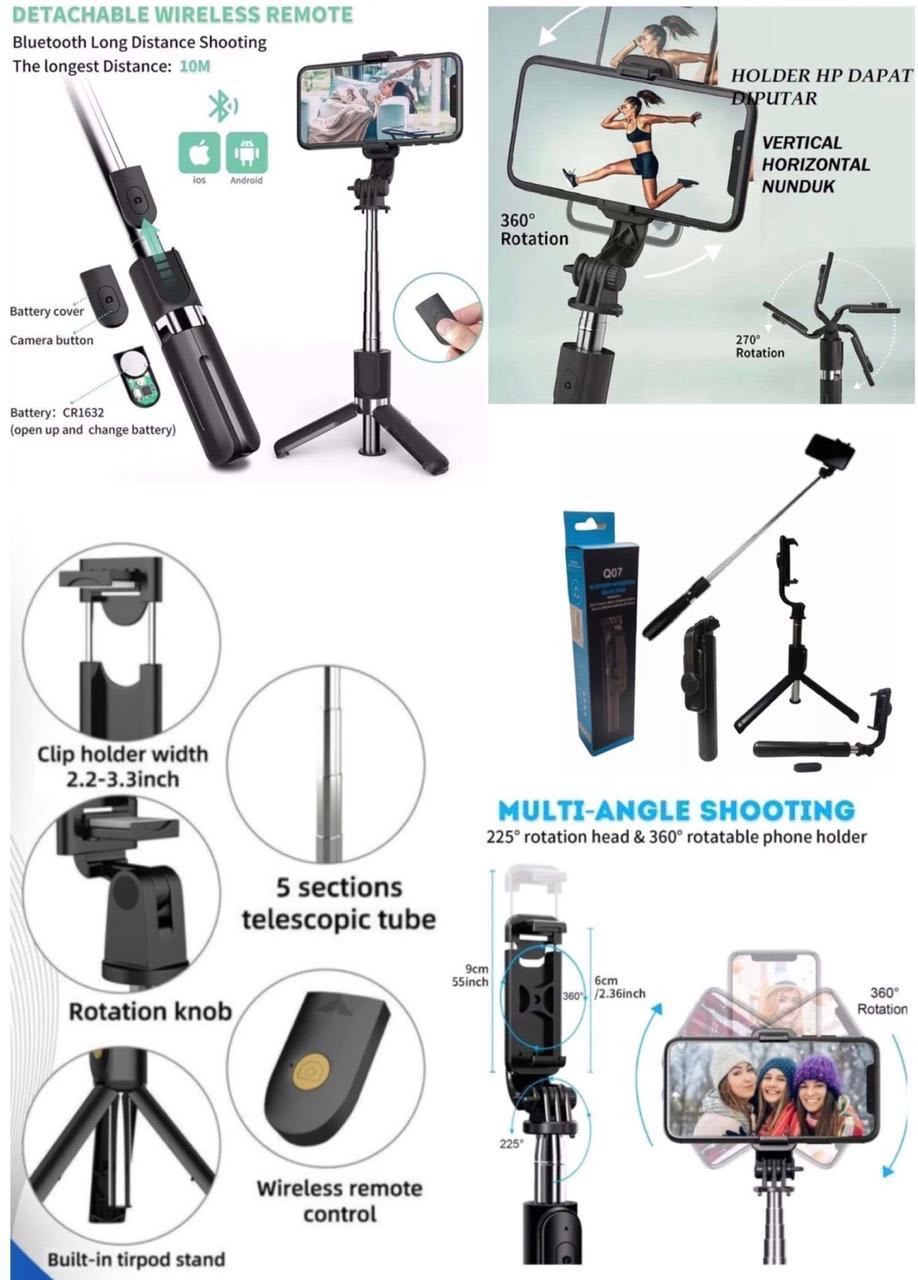 Tongsis Bluetooth + Tripod 3in1 Q07