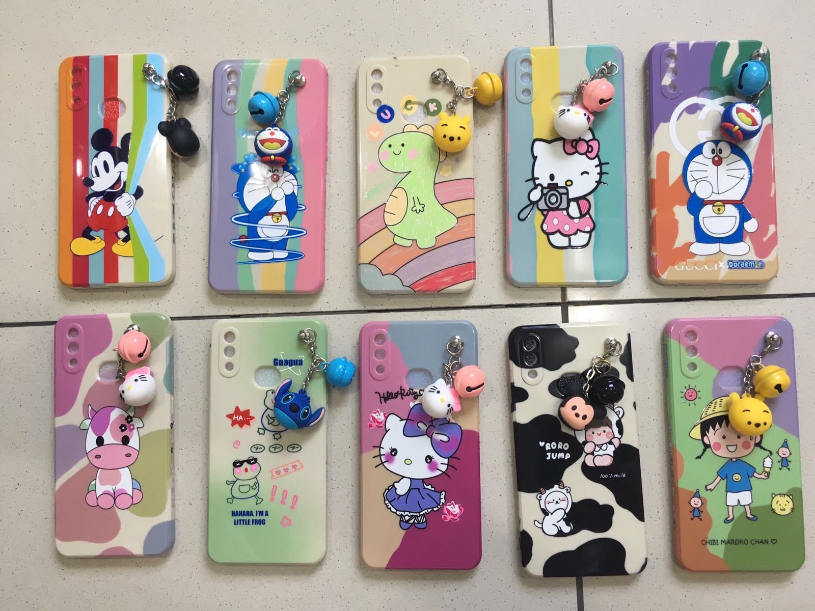 CASE Full gambar glossy cartoon cute+ Tali lonceng