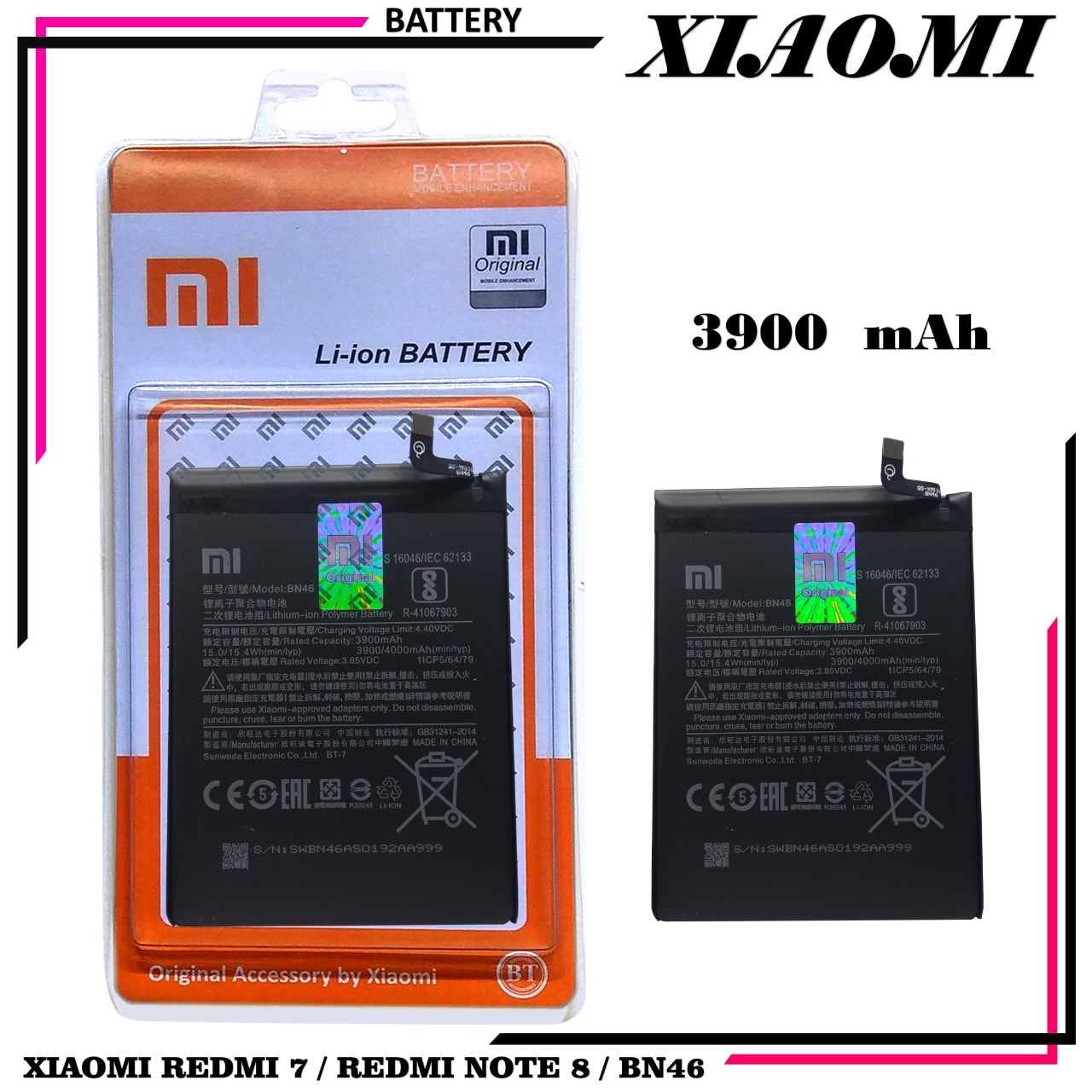 Baterai Xiaomi BN46/Redmi 7/Redmi Note 8 ORI 99%