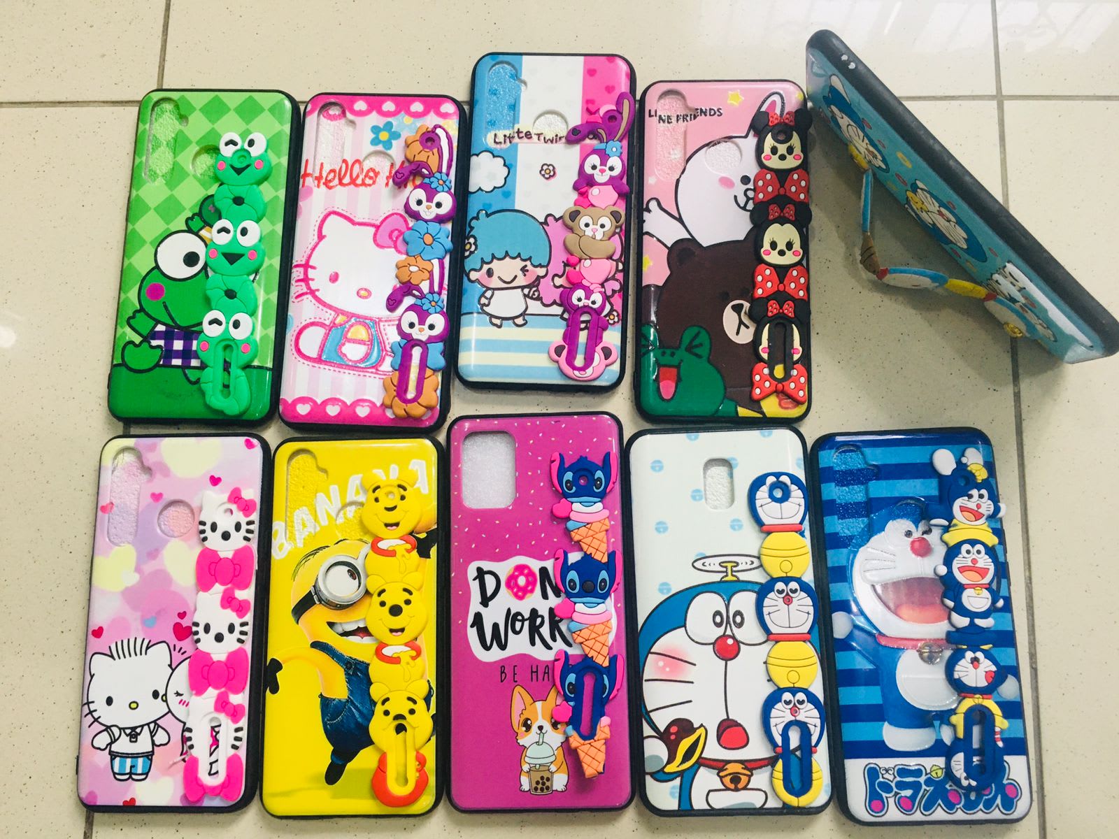 S0FTCASE gambar campur cartoon+tali boneka