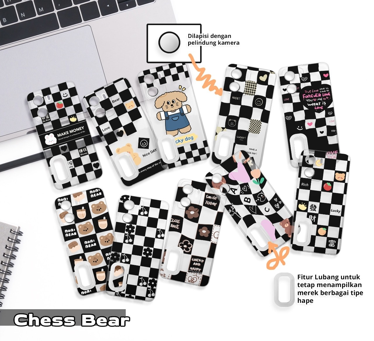 SOFTCASE PREMIUM CLEARVIEW LOGO LENS PC CHESS BEAR