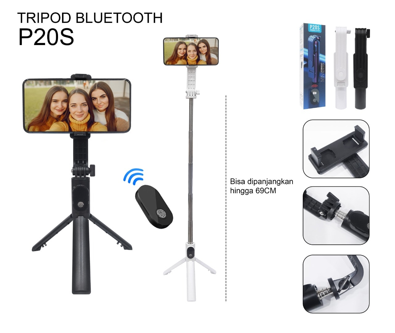 TRIPOD  BLUETOOTH + REMOTE