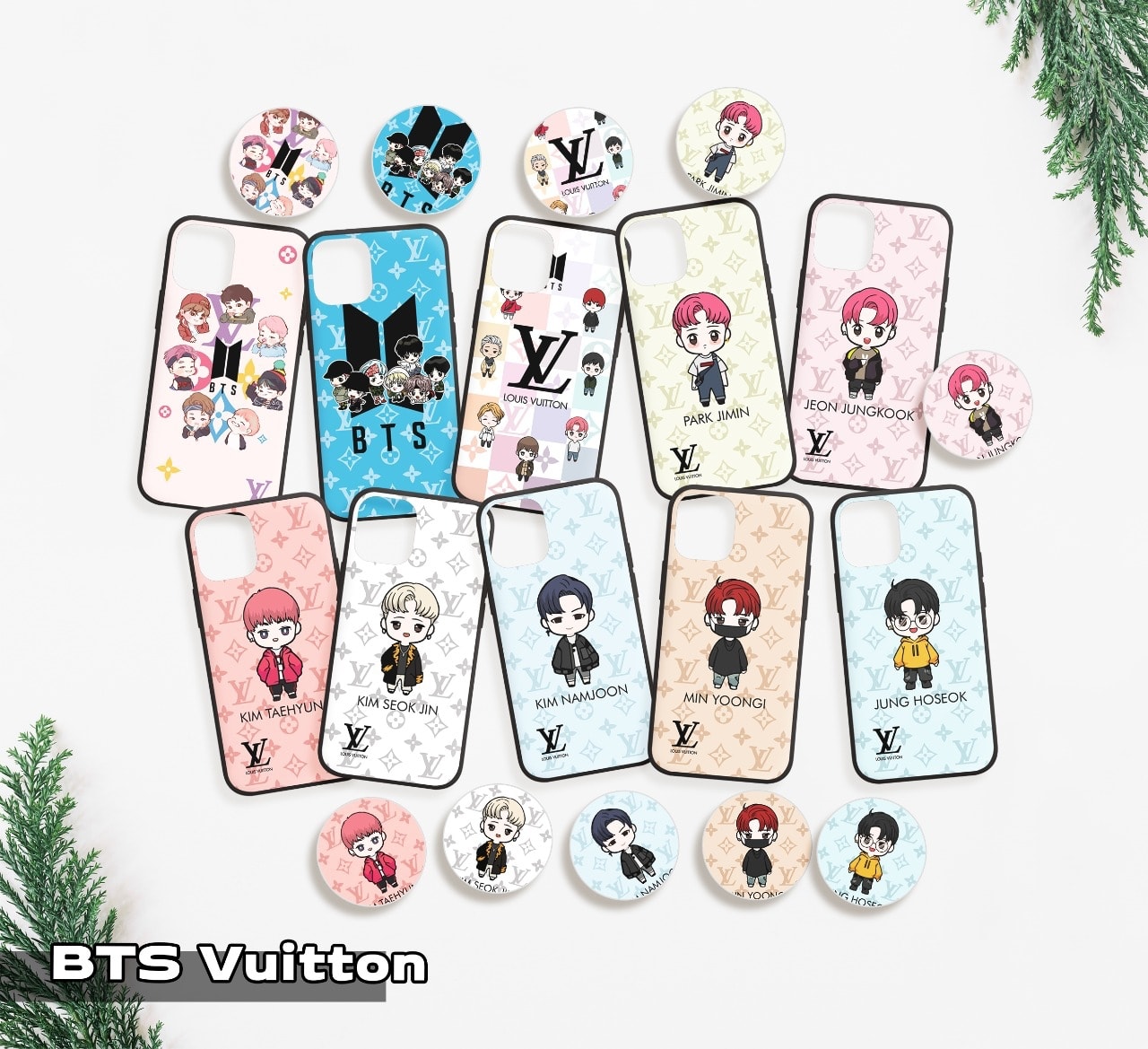 SOFTCASE FUZE BTS VUITTON + POPSOCKET MOTIF