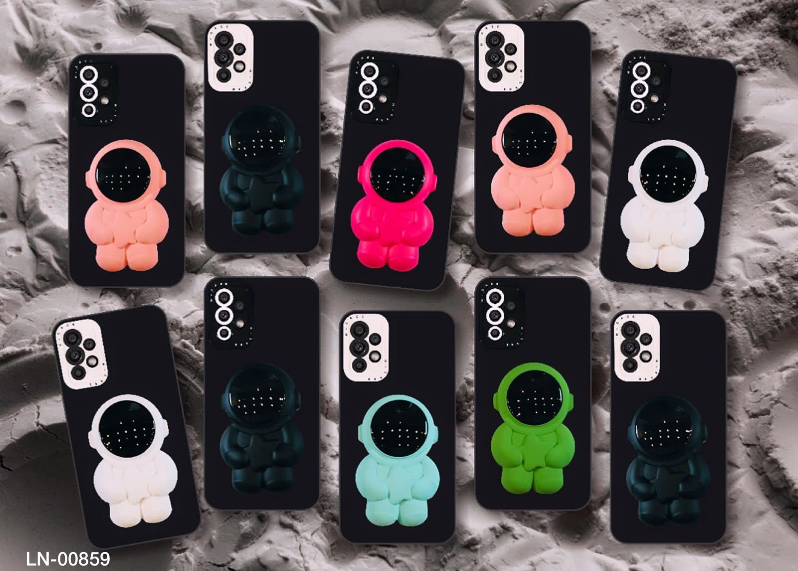 SOFTCASETIFY PREMIUM BLACK NEW 3D POPSOCKET ASTRONAUT MACARON PC