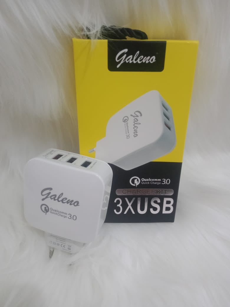 TRAVEL ADAPTOR CHARGER GALENO 3 USB QUALCOM