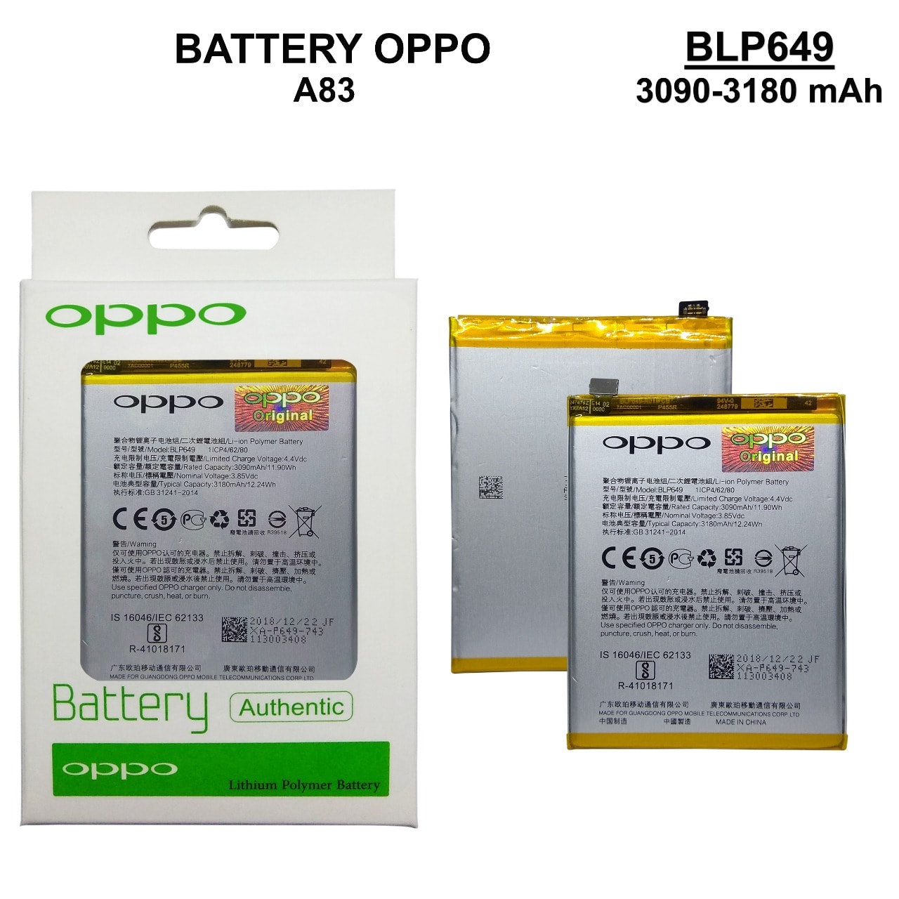 BATERAI OPPO ORI 100 PACK