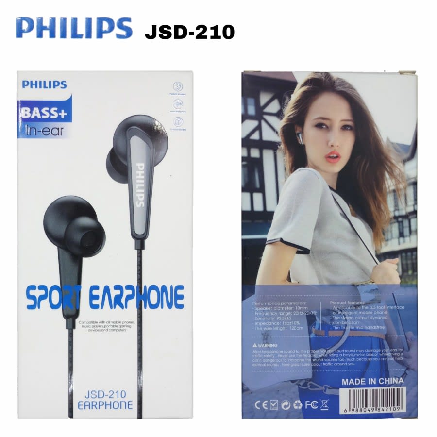 Hf Headset PHILIPS JSD-210 Sport Earphone Bass+ In-ear