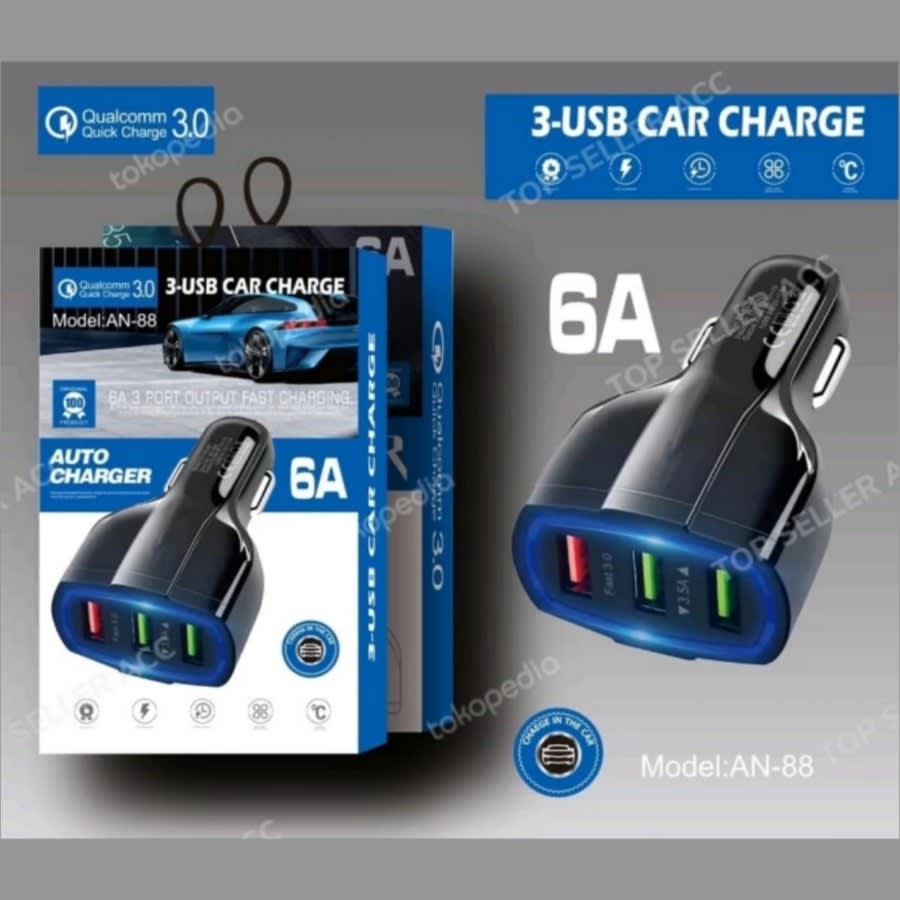 Saver Mobil Quick Charge 3.0 3USB Car Charger AN-88 6A